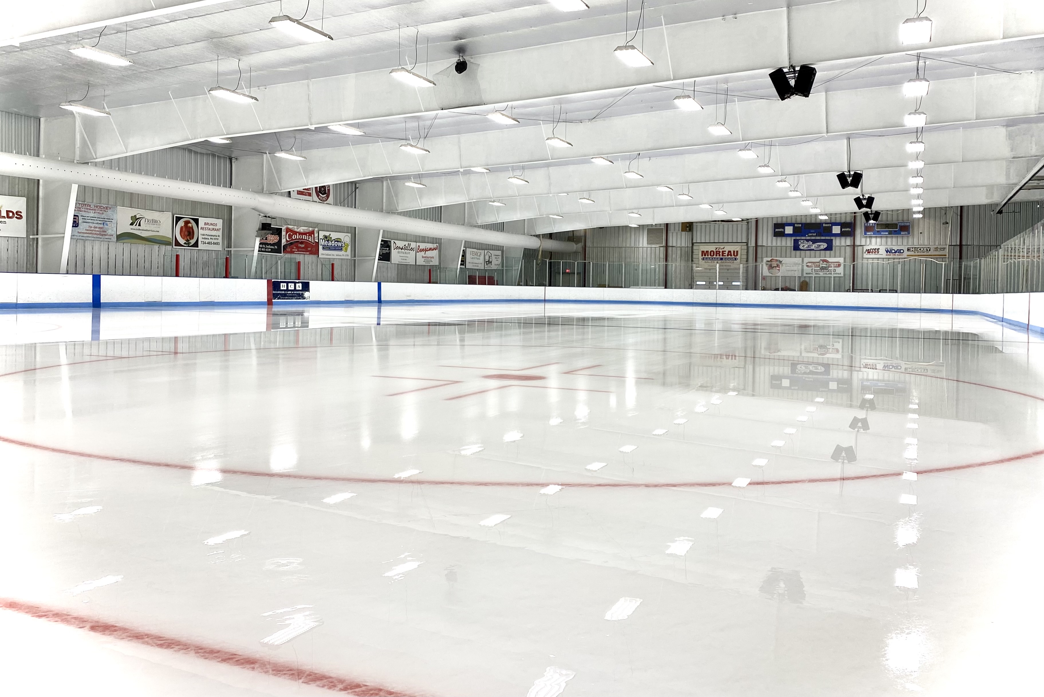 ice rink with white beams